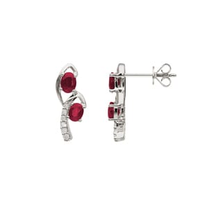Ohrstecker 750/18 K Weissgold mit Rubinen & Diamanten 0.08 ct H/si