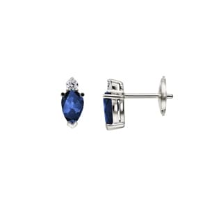 Ohrstecker 750/18 K Weissgold mit Saphir 1.20ct. und Diamant 0.08ct.