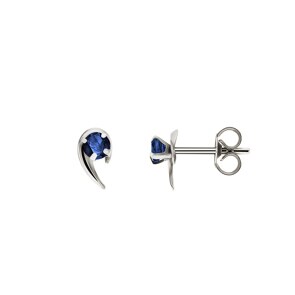 Clous d'oreilles or gris 750/18 ct avec saphir