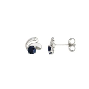 Clous d'oreilles or gris 750/18 ct avec saphir