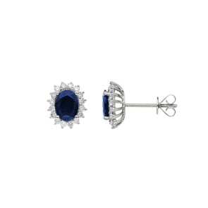 Ohrstecker 750/18 K Weissgold mit Saphir oval & Diamanten 0.32 ct H/si