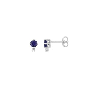 Ohrstecker 750/18 K Weissgold mit Saphiren & Diamanten 0.02 ct