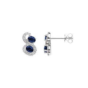 Ohrstecker 750/18 K Weissgold mit Saphiren & Diamanten 0.21 ct H/si