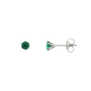 Clous d'oreilles or gris 750/18 ct avec émeraude