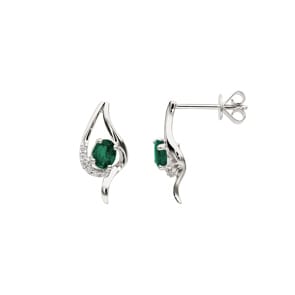 Ohrstecker 750/18 K Weissgold mit Smaragden & Diamanten 0.05 ct H/si