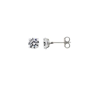 Ohrstecker 750/18 K Weissgold mit Zirkonia 4-Griff Ø 6mm