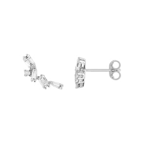 Ohrstecker 750/18 K Weissgold mit Zirkonia, Multi-Schliff
