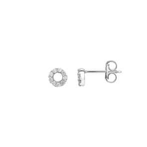 Clous d'oreilles or gris 750/18 ct avec zircones