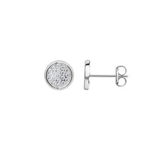 Clous d'oreilles or gris 750/18 ct avec zircones Ø 7mm