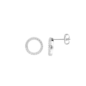 Clous d'oreilles or gris 750/18 ct avec zircones