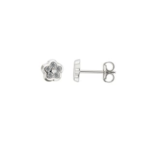 Ohrstecker 750/18 K Weissgold mit Zirkonia, Blume