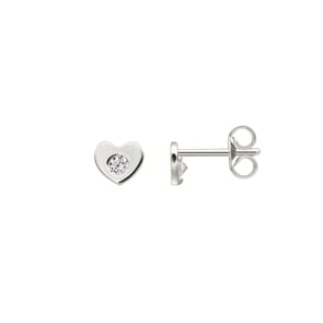 Ohrstecker 750/18 K Weissgold mit Zirkonia, Herz