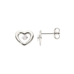 Ohrstecker 750/18 K Weissgold mit Zirkonia - Herz