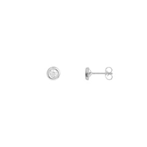 Stud Earrings 750/18 K White Gold with Cubic Zirconia Ø 3mm