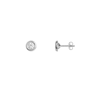 Stud Earrings 750/18 K White Gold with Cubic Zirconia Ø 4mm