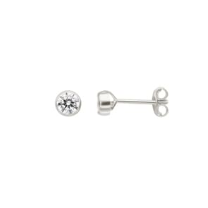 Stud Earrings 750/18 K White Gold with Cubic Zirconia Ø 4mm