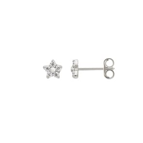 Ohrstecker 750/18 K Weissgold mit Zirkonia, Stern