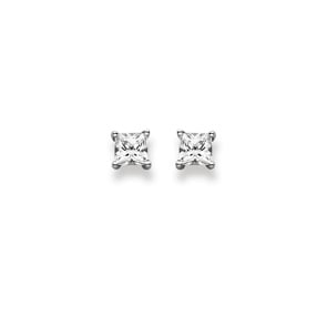 Stud Earrings 750/18 K White Gold Ø 5.0mm with Cubic Zirconia