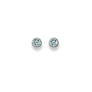 Stud Earrings 750/18 K White Gold Ø 5.5mm with Cubic Zirconia