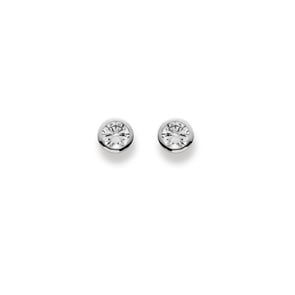 Stud Earrings 750/18 K White Gold Ø 6.0mm with Cubic Zirconia