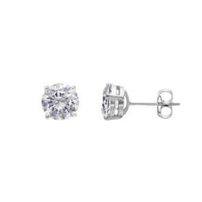 Stud Earrings 750/18 K White Gold Ø 7.0mm with Cubic Zirconia