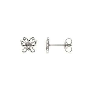 Clous d'oreilles or gris 750/18 ct, Papillon