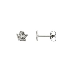 Clous d'oreilles or gris 750/18 ct, Ange gardien