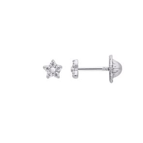 Ohrstecker 750/18 K Weissgold Stern mit Zirkonia