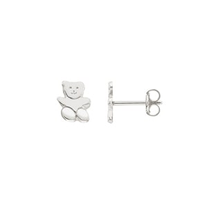 Ohrstecker 750/18 K Weissgold, Teddybär