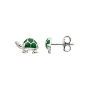 Ohrstecker 925 Silber mit grünem Lack, Schildkröte