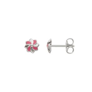 Ohrstecker 925 Silber mit rotem Lack, Blume