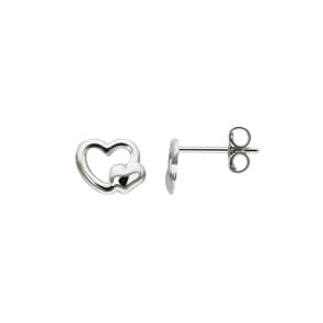 Ohrstecker 925 Silber rhodiniert, Herz