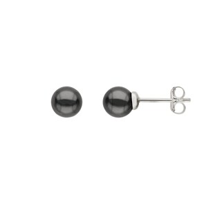 Ohrstecker 925 Silber rhodiniert mit Hämatit Ø 6mm