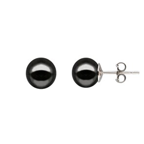 Ohrstecker 925 Silber rhodiniert mit Hämatit Ø 9mm