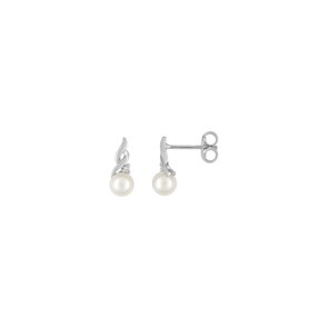 Ohrstecker 925 Silber rhodiniert mit Kunstperlen 4mm & Zirkonia