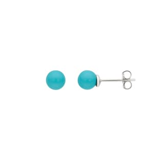 Clous d'oreilles Argent 925 rhodié avec turquoise Ø 6mm