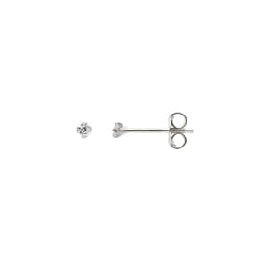 Ohrstecker 925 Silber rhodiniert mit Zirkonia 4-Griff Ø 2mm