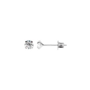 Clous d'oreilles Argent 925 rhodié avec zircones 4 griffes Ø 3mm