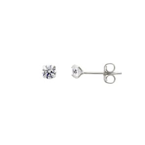 Ohrstecker 925 Silber rhodiniert mit Zirkonia 4-Griff Ø 4mm