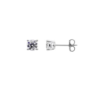 Stud Earrings 925 Silver rhodium-plated with Cubic Zirconia 4 Prongs Ø 5mm