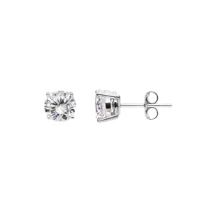 Clous d'oreilles Argent 925 rhodié avec zircones 4 griffes Ø 7mm