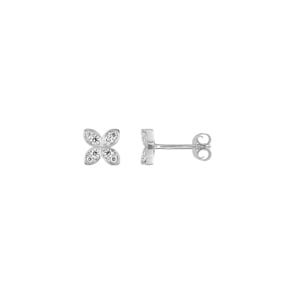 Ohrstecker 925 Silber rhodiniert mit Zirkonia, Blume