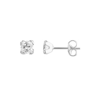 Ohrstecker 925 Silber rhodiniert mit Zirkonia carrée 6mm