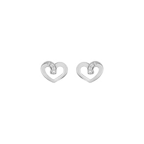 Ohrstecker 925 Silber rhodiniert mit Zirkonia, Herz