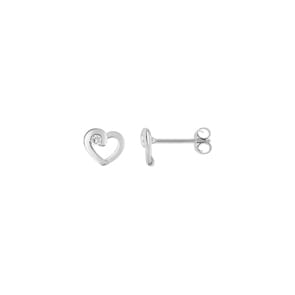 Ohrstecker 925 Silber rhodiniert mit Zirkonia, Herz