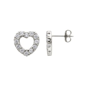 Ohrstecker 925 Silber rhodiniert mit Zirkonia, Herz