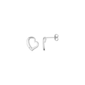 Ohrstecker 925 Silber rhodiniert mit Zirkonia, Herz