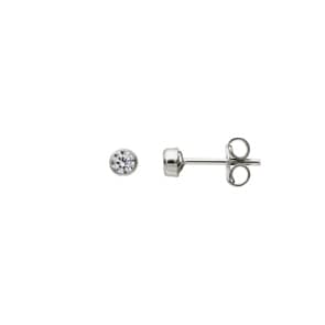 Stud Earrings 925 Silver rhodium-plated with round Cubic Zirconia Ø 3mm