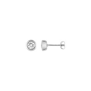 Stud Earrings 925 Silver rhodium-plated with round Cubic Zirconia Ø 5mm