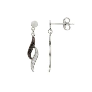 Ohrstecker 925 Silber rhodiniert mit Zirkonia schwarz / weiss